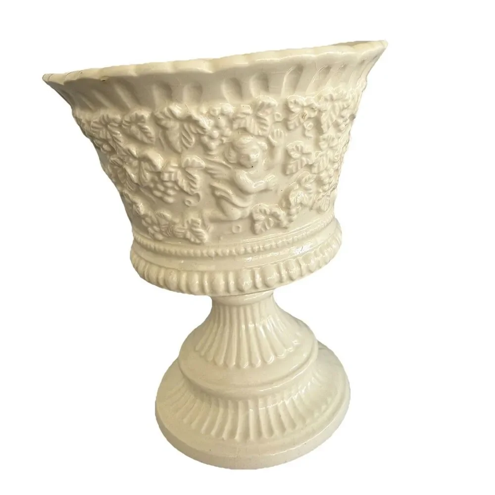 Vintage RENAISSANCE by LEFTON White Porcelain Cherubs Candy Dish Vase #3572